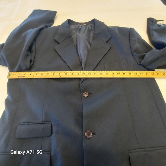 Milano Moda Designed In Italy Mens Navy Trench Coat Navy l48w42 4 Front Pockets - Picture 7 of 7